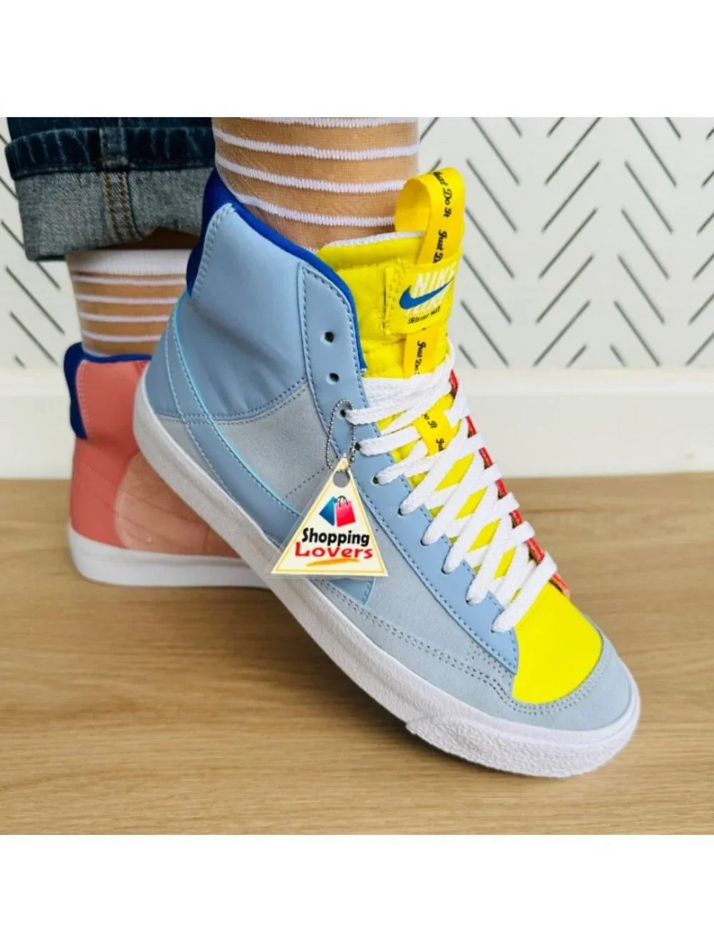 Nike Blazer Mid '77 Dance GS Sz 6Y Big Kids Shoes Blue Orange Sneaker DQ6084-402